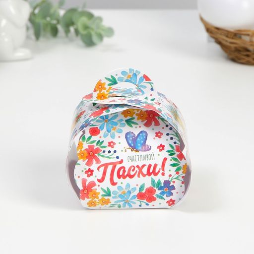 Цена за 10 шт. Коробочка подарочная для яйца Счастливой Пасхи! на пасху, 25 ? 30 см. - Дарите счастье фото 2