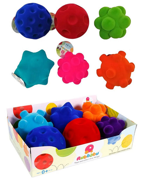 Rubbabu. 20192 Набор мячей 6 шт. из каучука, в ассортименте