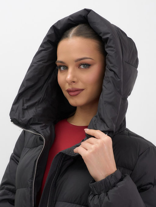 Куртка женская зимняя на резинке большого размера черного цвета 7619Ch - Visdeer фото 5
