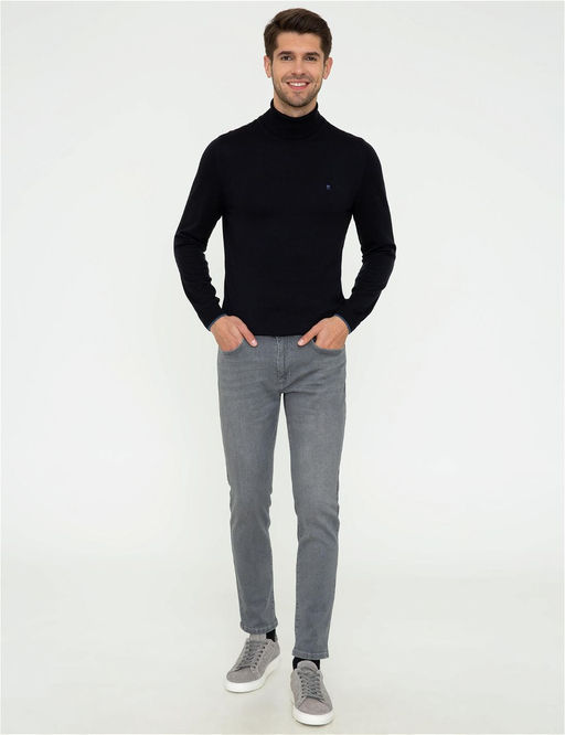 Lacivert Slim Fit Bal_k__ Yaka Basic Triko Kazak - Pierre cardin фото 5