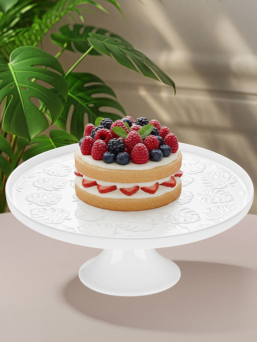 Блюдо на ножке 27,5*27,5*11,5 см "Тропики" с бортиком, фарфор