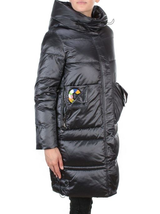 9106 BLACK Пальто зимнее женское FLOWEROVE (200 гр. холлофайбера) - Fashion фото 10
