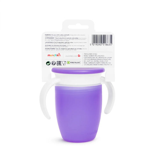 Munchkin / Поильник-непроливайка Miracle 360 с ручками и крышкой от 6 мес. 207 мл