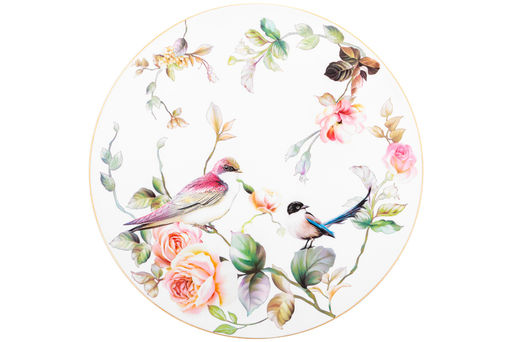 Подставка п/торт на ножке 28*28*10 см "Певчие птички" NEW BONE CHINA