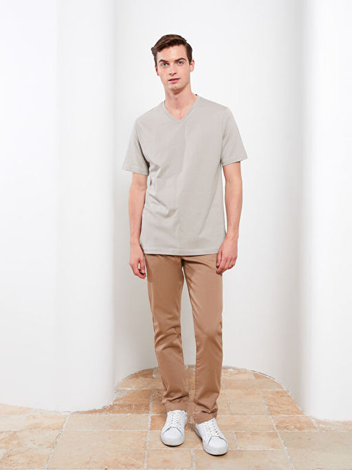 V Yaka K?sa Kollu Penye Erkek Ti??rt