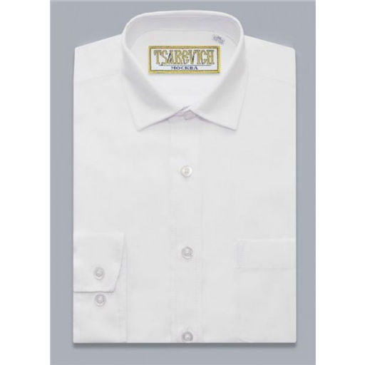 Рубашка школьная БЕЛАЯ, прямой крой, длинный рукав, тм - Царевич фото 19