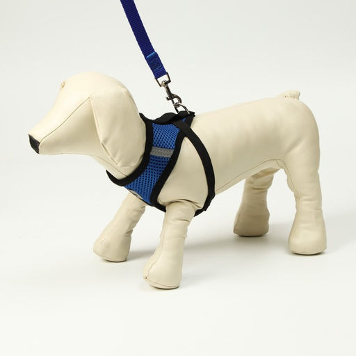 Комплект амуниции с мягкой шлейкой и светоотражающей нашивкой, S, ОШ 24 см, ОГ 28-33 см, синий 71490 - Пижон фото 2