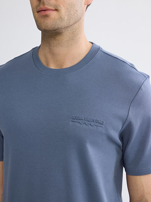 Bisiklet Yaka Nak??l? Bol Fit ?nterlok Erkek Ti??rt