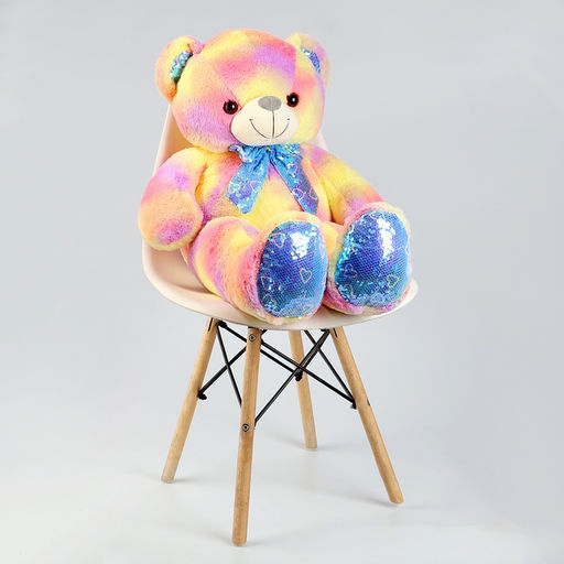 Мягкая игрушка Мишка, с паетками, 80 см, жёлтая - Simaland фото 5