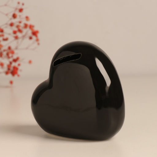 Копилка для денег Сердце. Ты моё золотце!, керамика, чёрная с золотом, 10.5?5?9.5 см