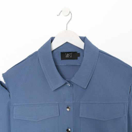 Рубашка женская укороченная с разрезами MIST: Denim, размер 48, синяя