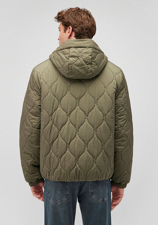 Kapusonlu Yesil Kapitone Ceket - Mavi фото 4