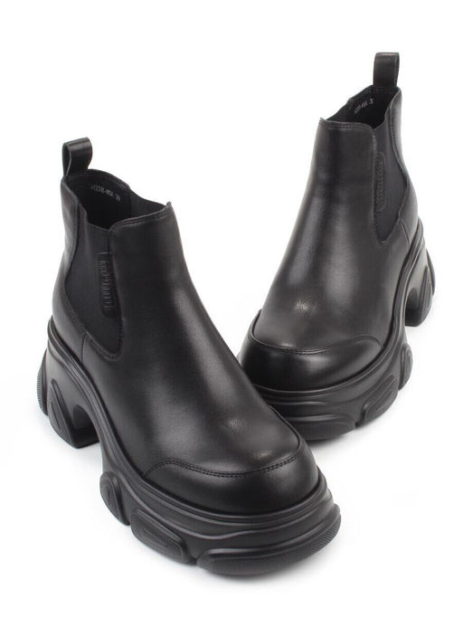 01-H23B-40A BLACK Ботинки демисезонные женские (натуральная кожа, байка)