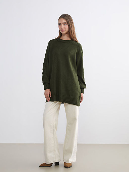 Bisiklet Yaka Kad?n Triko Tunik