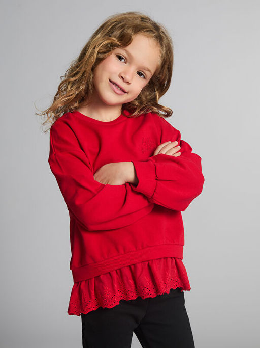 Fisto Detayl? K?z ?ocuk Sweatshirt