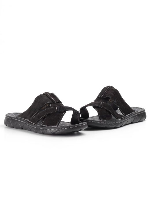 04-P2327-66 BLACK Тапочки мужские (натуральная кожа (нубук)) - Фабричный китай фото 12