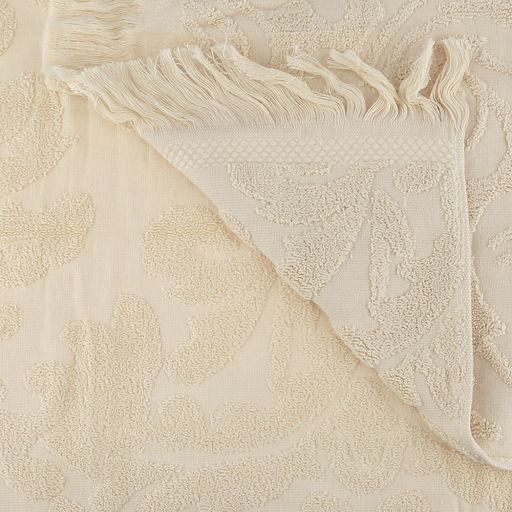 Полотенце махровое "Вензель" 70х140см, хлопок 100%, с бахромой, бежевый (Китай)