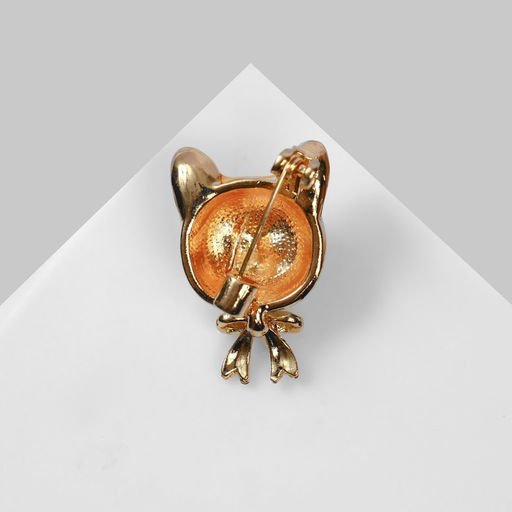 Брошь Собачка сиба ину с бантиком, цвет бело-оранжевый в золоте - Queen fair фото 2