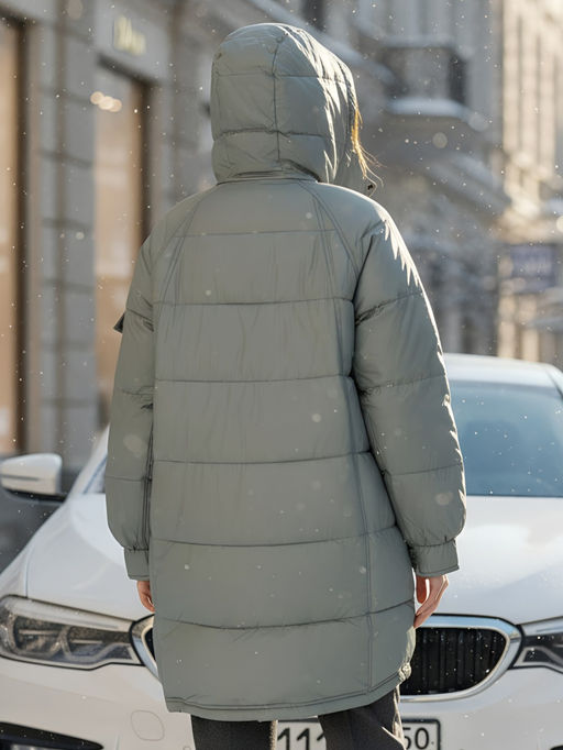 Куртка зимняя женская с капюшоном модная зеленого цвета 7341Z - Visdeer фото 24