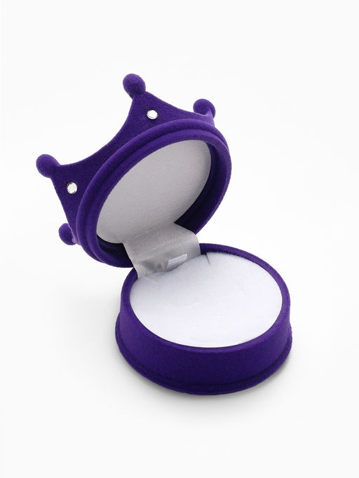 Футляр под серьги, кулон, кольцо Корона, бархатный, 5.5?5.5?4.5 см, фиолетовый
