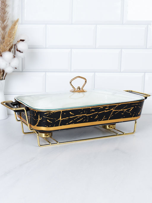 Мармит с подогревом 2,5 л Черное золото / BG-700-2.5 /уп 6/ керамическая чаша на подставке с подогревом - Галеонтрейд фото 2