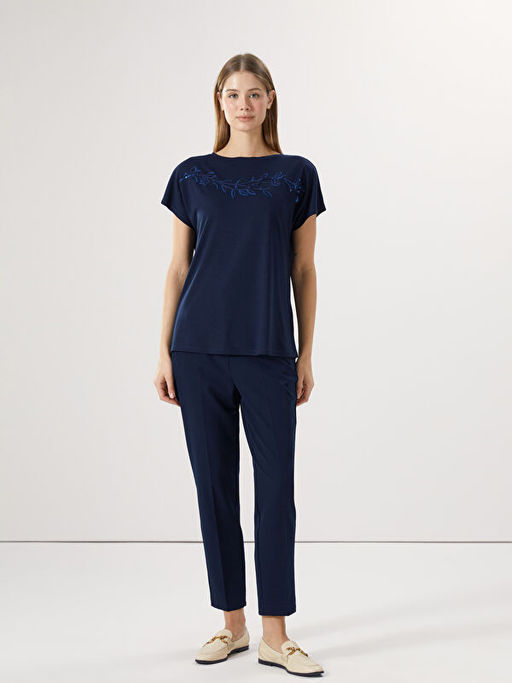 Bisiklet Yaka Pul Payetli Kad?n Ti??rt