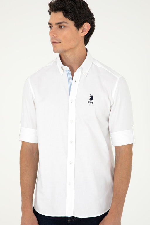 Мужская белая рубашка с длинным рукавом - U.s. polo assn фото 3