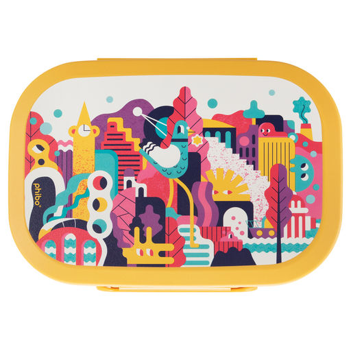 ЛАНЧ-БОКС С ДЕКОРОМ ГОРОДСКИЕ ФАНТАЗИИ, 180x130x50ММ, 0,98Л (Желтый) - Phibo фото 2