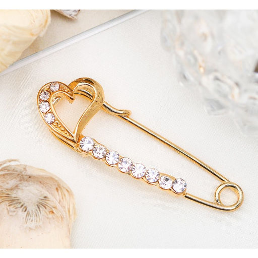 Булавка «Сердце», 3.5 см, белая в золоте