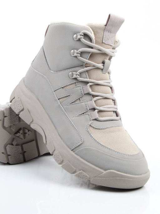 04-WB011-2M GRAY Кроссовки зимние женские (натуральная кожа, 100% шерсть)