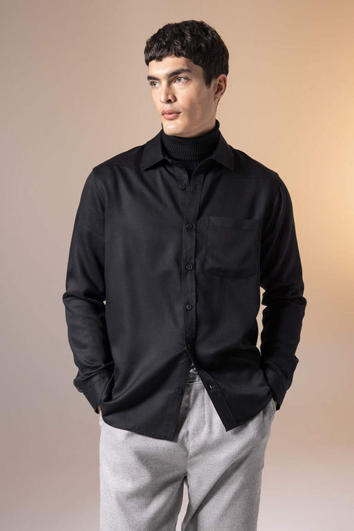 Рубашка стандартного кроя с длинным рукавом - Defacto фото 2