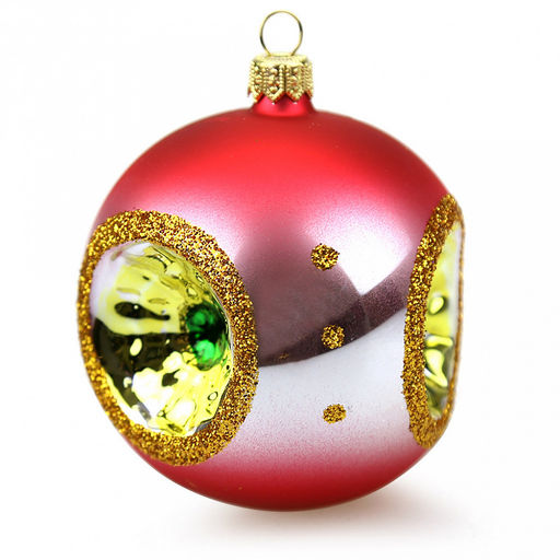 Елочная игрушка шар стеклянная Фонарики д8,5см, ручная художественная роспись, цвета микс, подарочная упаковка (Россия)