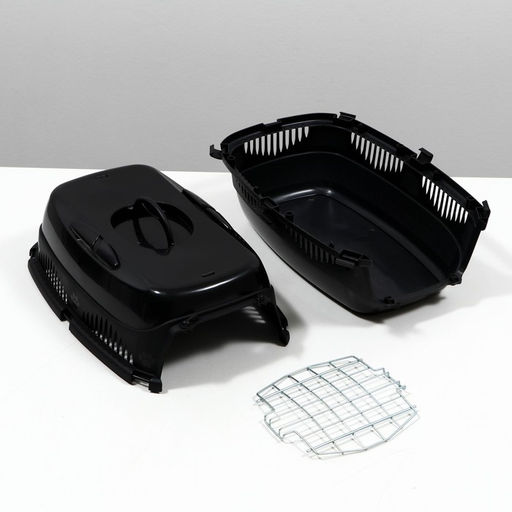 Переноска для животных до 12 кг Пижон 49х33х32см, металлическая дверь, черная  фото 9