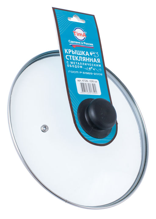 4730 Крышка с ручкой стеклянная с мет.обод. 30см - Ат-холдинг фото 2