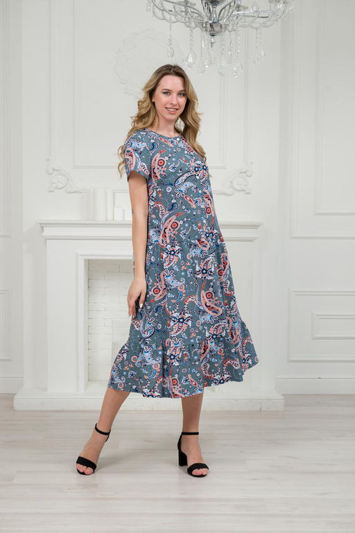 Платье женское из кулирки Кармелита огурцы на зеленом - Амадэль фото 5