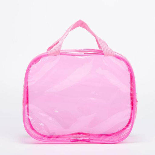 Косметичка-сумка на молнии для бассейна, большая, с ручками, прозрачная/розовая - Simaland фото 3