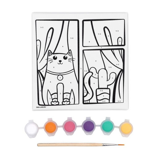 Картина по номерам для детей на подставке «Кот в окне», 15×15 см