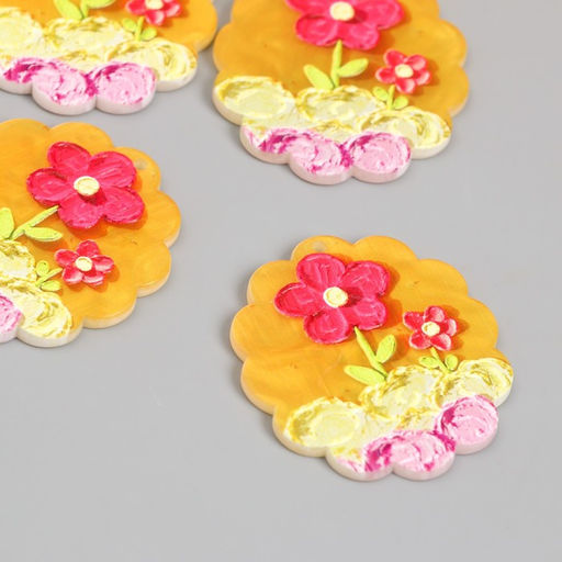 Цена за 4 шт. Декор для творчества акрил Пластилиновые цветочки, 0.2?3.5?3.9 см