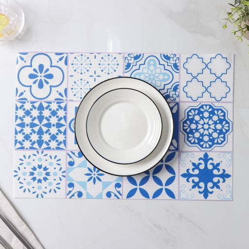 Салфетки сервировочные на стол Доляна «Мозаика», 4 шт., 45×30 см, синие