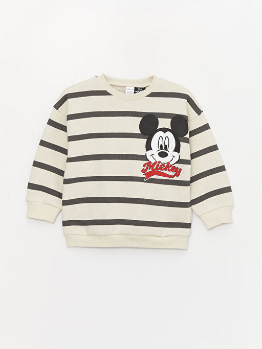 Bisiklet Yaka Mickey Mouse Bask?l? Erkek Bebek Ti??rt ve E?ofman Alt 2li Tak?m - Waikiki фото 2