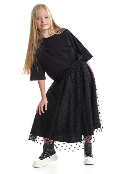Юбка пачка длинная из фатина 22-7608 черный/зол. звезды - Mini maxi фото 60