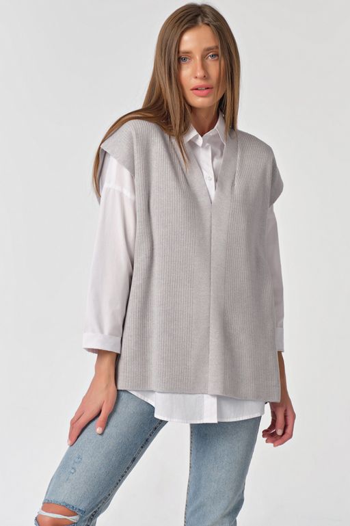 Жилет вязаный оверсайз с открытой спиной черный - Fly фото 5