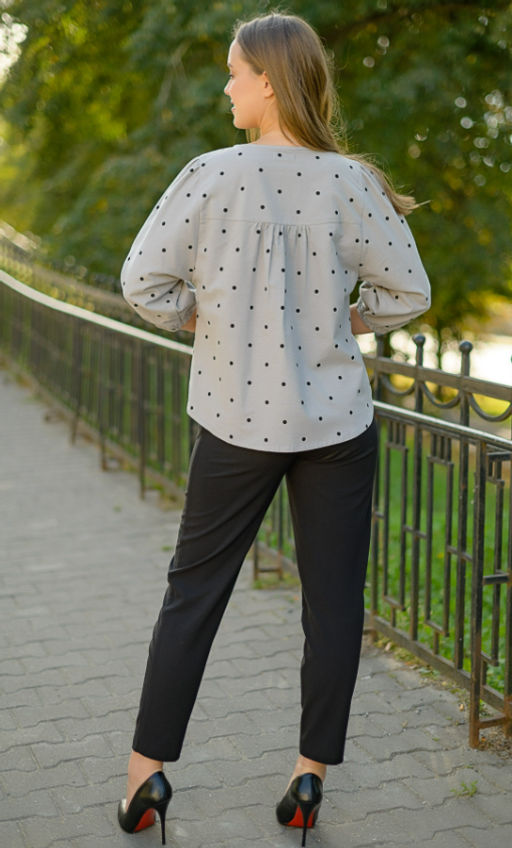 из ТЕПЛОГО ХЛОПКА блуза - Новый лен фото 5