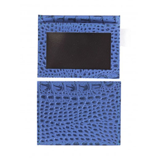 Обложка пропуск/карточка/проездной Croco-В-223 натуральная кожа голубой кайман (13) 264769