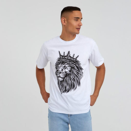 Футболка мужская KAFTAN «Лев», размер 54, хлопок 100%, белая