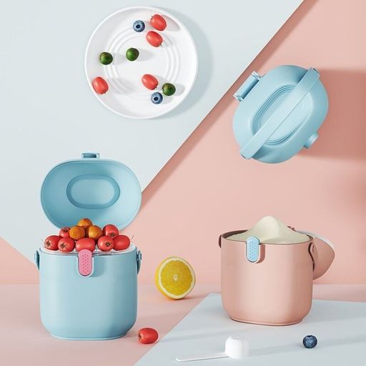 Контейнер для хранения детского питания 450 мл., с ложкой, цвет голубой - Крошка я фото 5