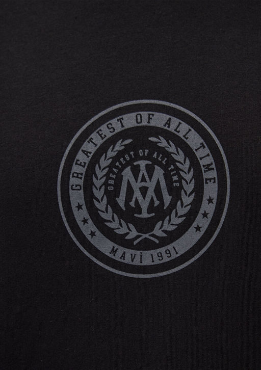 Muhur Logo Bask?l? Siyah Tisort - Mavi фото 5