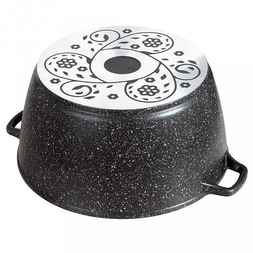 Кастрюля с антипригарным покрытием 10л, д32см "Гранит", h16см, s0,4см, литые ручки, стеклянная крышка с пароотводом, форма "Классик волна", подарочная упаковка (Россия)