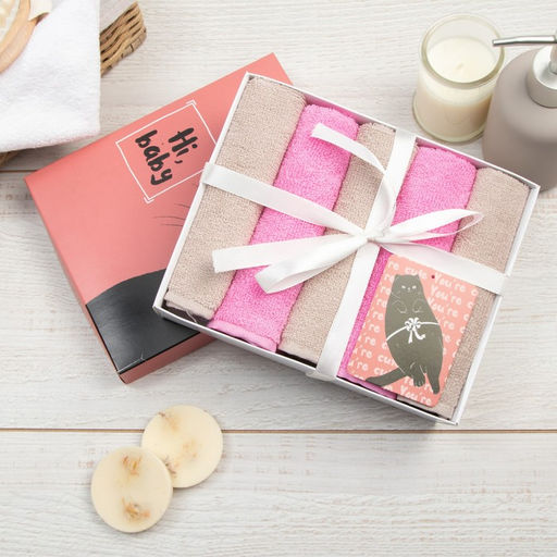 Набор махровых полотенец Этель Hi, baby 30х30 см -5шт, 100% хлопок 340 гр/м2  фото 2