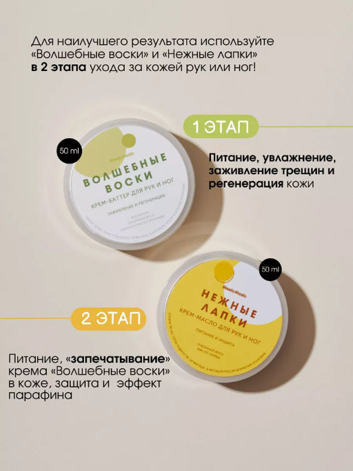 Набор для рук и ног питание и регенерация Волшебные воски + Нежные лапки 50 мл+ 50 мл